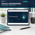 Social engineering cybersecurity study guide PDF on a tablet, an 11-page beginner digital guide from Career Up Tech Lab