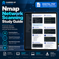 Nmap Network Scanning Study Guide digital PDF covering scanning basics, host discovery, port scanning, service detection, practical commands, real-world examples, and defensive security concepts.