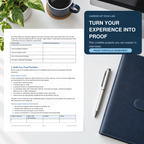 Cybersecurity proof portfolio worksheet helping job seekers turn experience, projects, and technical skills into interview-ready evidence.
