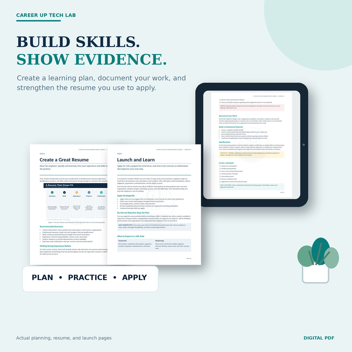 Cybersecurity learning plan focused on building practical skills, completing projects, and creating evidence employers can review.