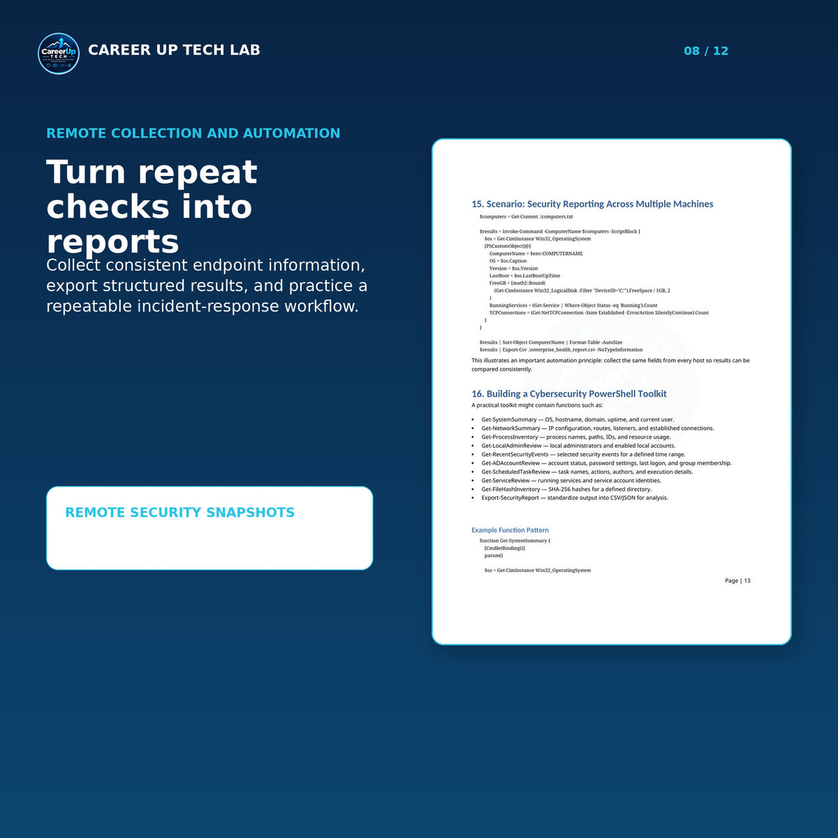 PowerShell for Cybersecurity Professionals: 50 Defensive Scripts