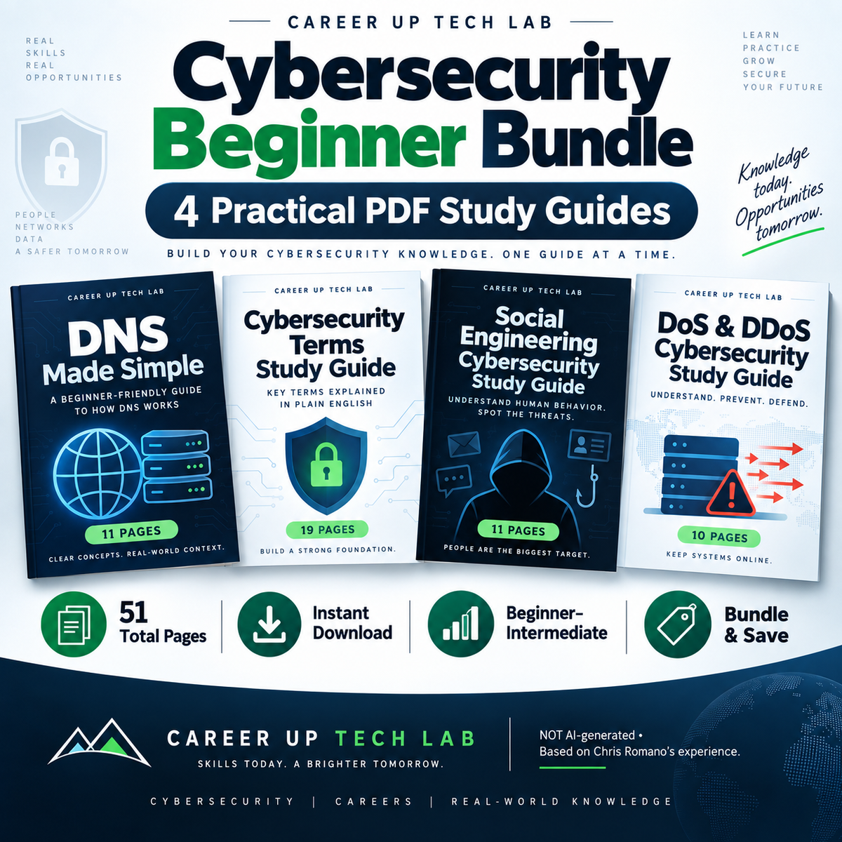 Career Up Tech Lab cybersecurity PDF guides by Chris Romano, CISSP, based on approximately 30 years of IT and cybersecurity experience and not AI-generated.