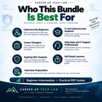  Four cybersecurity PDF study guides included in the beginner bundle: DNS Made Simple, Cybersecurity Terms, Social Engineering, and DoS and DDoS.