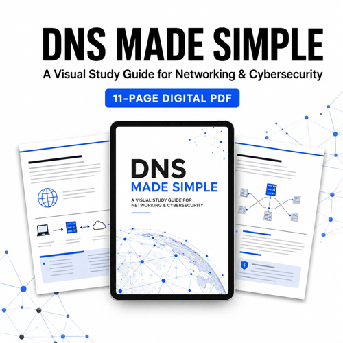 Main product image featuring the DNS Made Simple digital guide displayed on a tablet with sample study pages.
