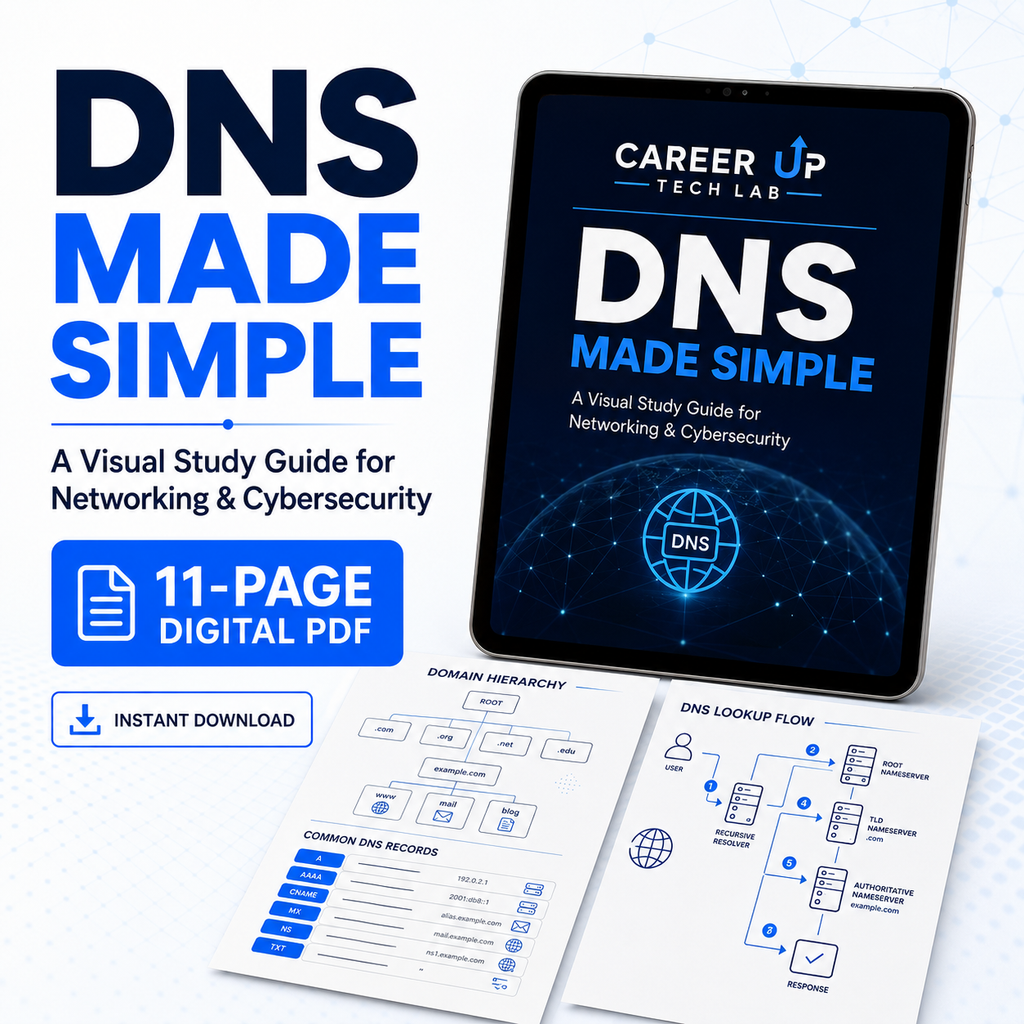 Summarizes the instant download, including one digital PDF, landscape pages, visual examples, diagrams, and a DNS record reference chart.