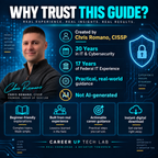 Chris Romano, CISSP, founder of Career Up Tech Lab, highlighting 30 years of IT and cybersecurity experience, 17 years of federal IT experience, and practical real-world guidance.