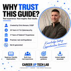 Chris Romano, CISSP, founder of Career Up Tech Lab, highlighting 30 years of IT and cybersecurity experience, 17 years of federal IT experience, and practical real-world guidance.