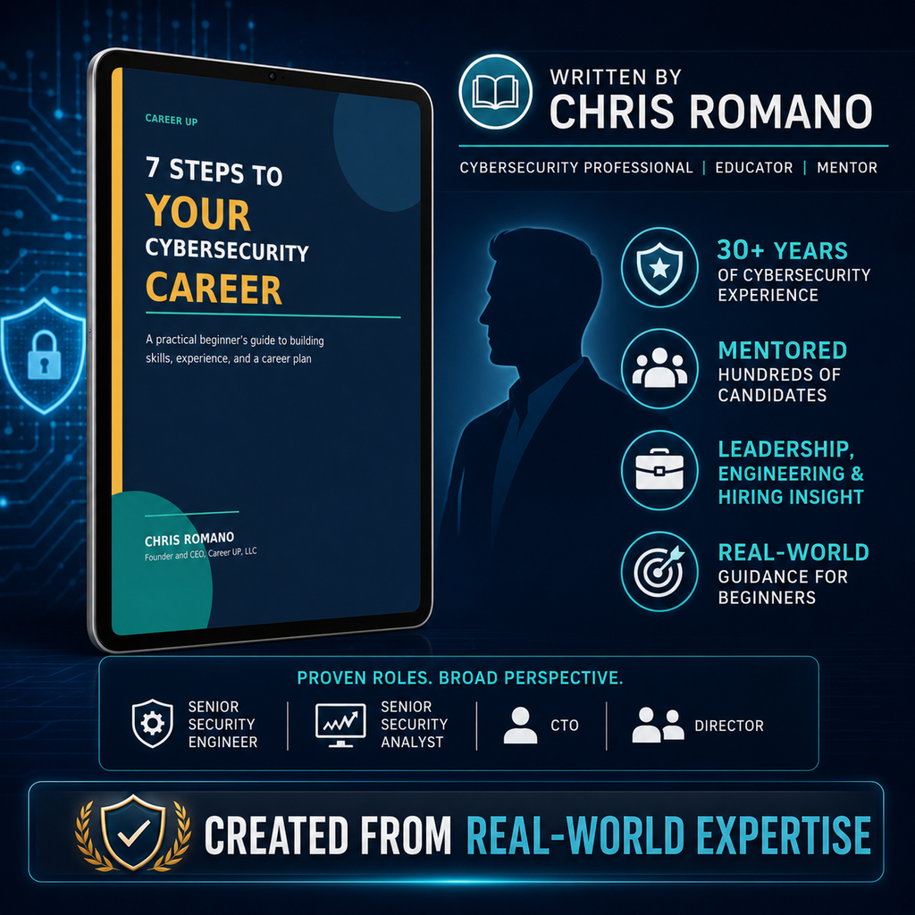 Cybersecurity career guide written by Chris Romano, a cybersecurity professional, educator, and mentor with more than 30 years of industry experience.