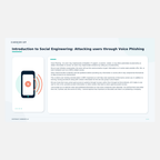 Actual Social Engineering study guide page explaining voice phishing, impersonation tactics, warning signs, and defensive awareness.